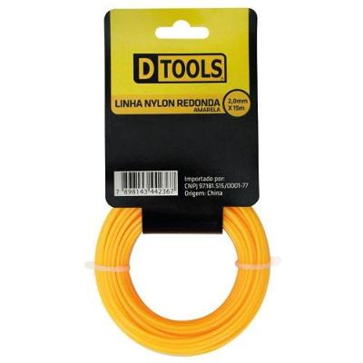 Linha de Nylon Linha Nylon Redonda 1,65MM X 15M para Cortar Grama Resistente Amarelo Dtools