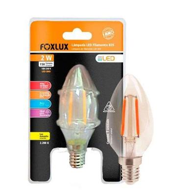 Lâmpada LED Vela E14 2W 110V Econômica e Durável Branco Foxlux