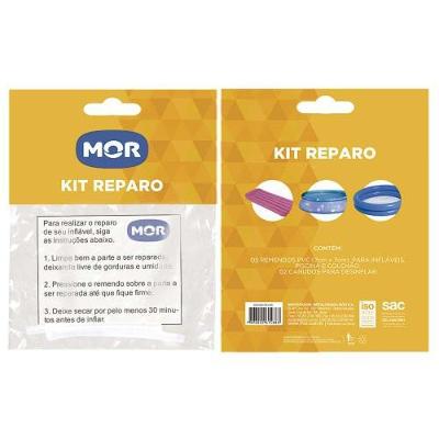 Kit Reparo Piscina Mor 3 Remendos PVC 10cm X 7cm Cola para Infláveis e 2 Canudos para Desinflar