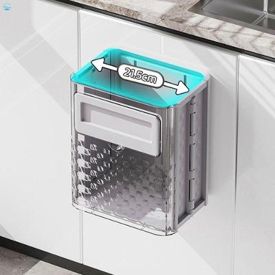 Mini Lata de Lixo Pendurada Indoor em Plástico Dobrável Cinza para Cozinha OEM
