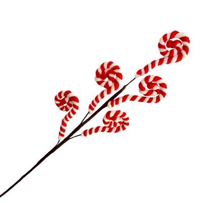 Galho Decorativo Artificial Pink Candy Cane 60 cm para Árvores de Natal e Arranjos Vermelho Tok