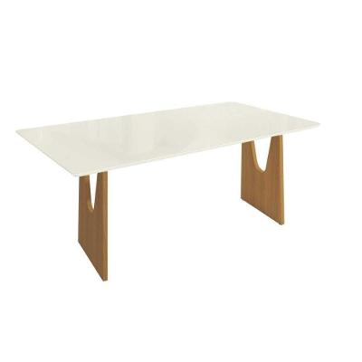 Mesa de Jantar Mila 6 Lugares Tampo Madeirado com Vidro
