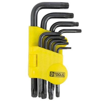 Jogo de Chave Torx Cromo Vanádio 9 Peças T10 a T50 com Suporte Resistente Dtools