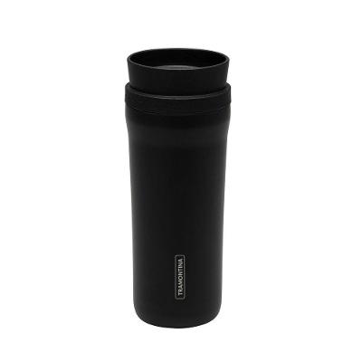 Copo Térmico Tramontina 460 ml Preto em Aço Inox com Bocal 360° para Bebidas Quentes