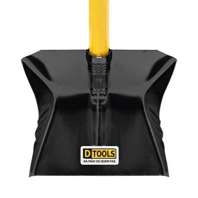 Pá de Lixo Aço 20x19 e 5cm com Cabo 65cm em Metal Resistente para Uso Doméstico Preto