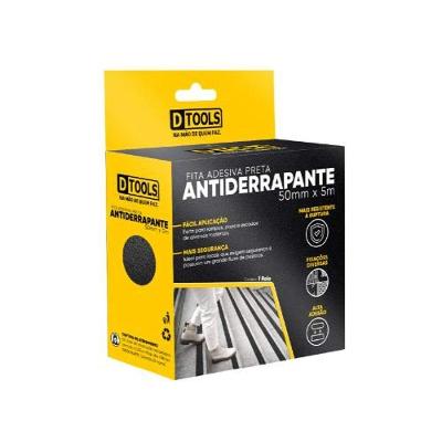 Fita Antiderrapante 50MM X 5 METROS para Prevenção de Acidentes Preta DTOOLS