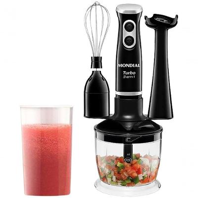 Mixer 3 em 1 de M-14 Turbo 350W Preto com Batedor e Triturador 220V