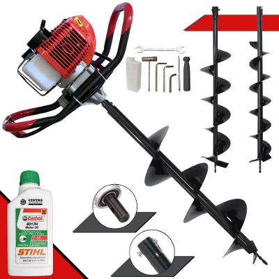 Perfurador de Solo GD520B Gasolina 2T 52CC 2,2HP com Brocas 80X10CM 80X15CM 80X20CM Vermelho Anmax