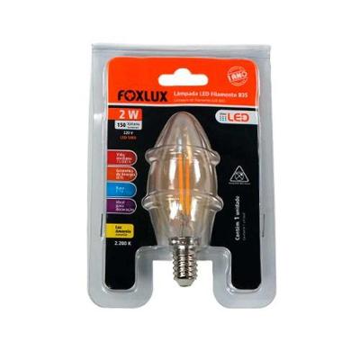 Lâmpada LED Vela E14 2W 220V Luz Branca Econômica Branco Foxlux