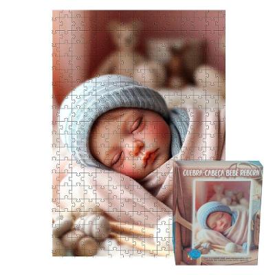 Quebra-cabeça Bebê Reborn 300 Peças com Foto Personalizada em MDF Transparente Coleção Tea e Amor