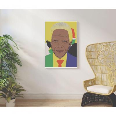 Quadro Decorativo Mandela, um Legado em Cores Retangular 50x70CM Amadeirado para Parede