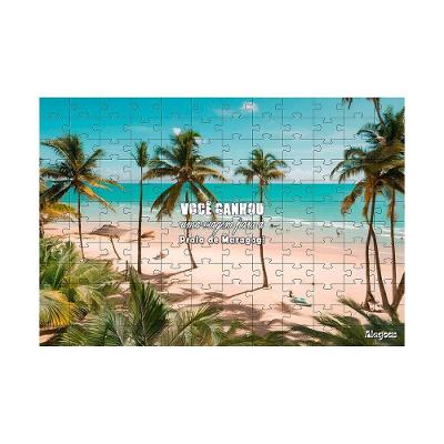 Quebra-cabeça Viagem Surpresa para Alagoas 40 Peças em MDF Imagem Praia Maragogi Azul Coleção Tea