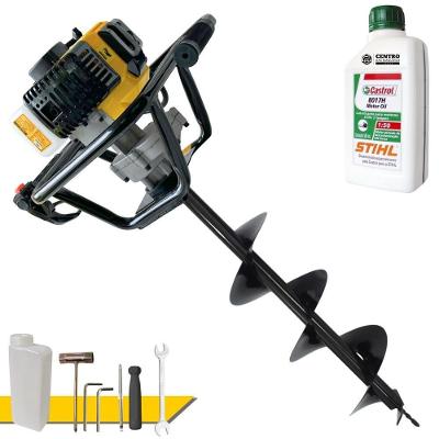 Perfurador de Solo PSL517 à Gasolina 51,7CC 1,8HP com Broca 80X20CM Amarelo Lynus