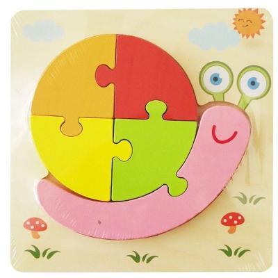 Quebra-Cabeça de Madeira 3D Tangram Animal Educativo Infantil Caracol Marrom OEM