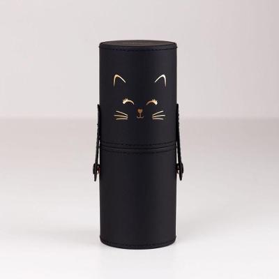 Kit de Pincéis de Maquiagem Kit Pincel com Case Gatinho para Organizar no Dia a Dia Preto