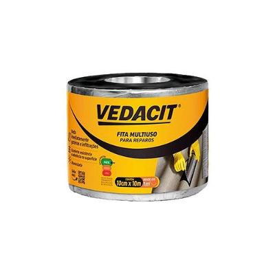 Fita Asfáltica Aluminizada 10cm X 10m Vedação Acústica e Térmica Prata Vedacit