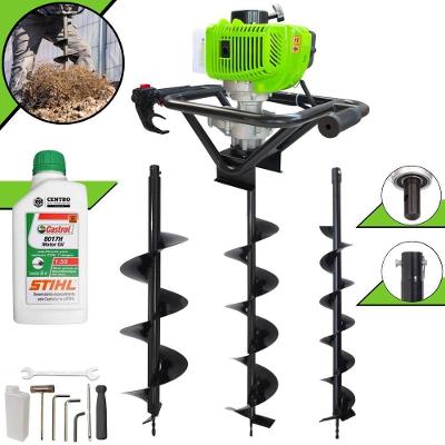 Perfurador de Solo MPS52 à Gasolina 2T 52CC 1,8HP com Brocas 80x10CM 80x15CM e Óleo Castrol Stihl