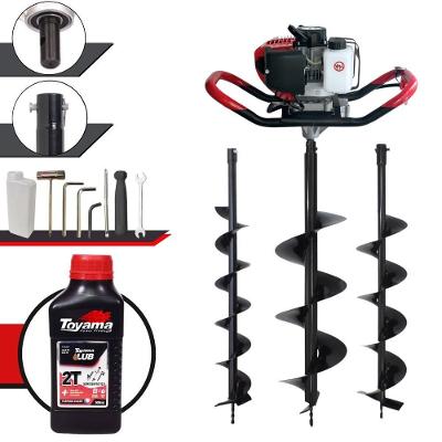 Perfurador de Solo GD520B à Gasolina 52CC 2,2HP com Brocas 80x10CM 80x20CM Vermelho Anmax