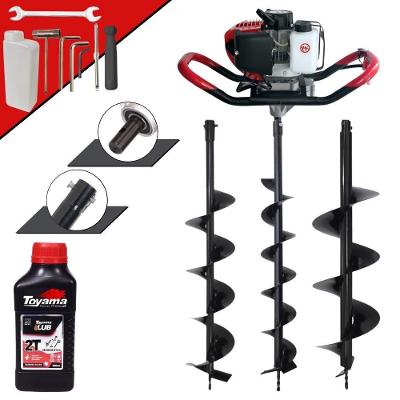 Perfurador de Solo GD520B à Gasolina 52CC 2,2HP com Brocas 80x10CM 80x15CM Vermelho Anmax