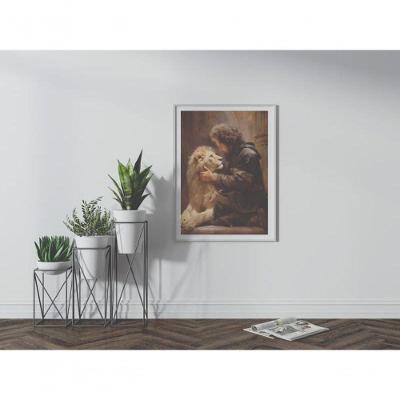 Quadro Religioso Protegido Pelo Deus Vivo Retangular 50x70CM Amadeirado