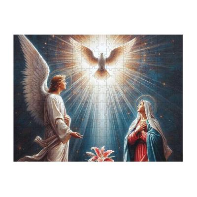 Quebra-cabeça Sagrado o Anjo Anunciou a Maria e Ela Concebeu de 300 Peças 39,5 X 29 cm Atividade