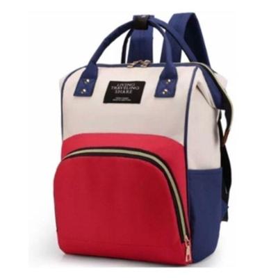 Mochila Maternidade Jimmy com Bolso para Roupas Molhadas e Compartimento Térmico Azul com Vermelho