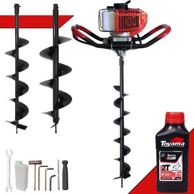 Perfurador de Solo GD520B à Gasolina 52CC 2,2HP com Brocas 80x10CM 80x15CM Vermelho Anmax