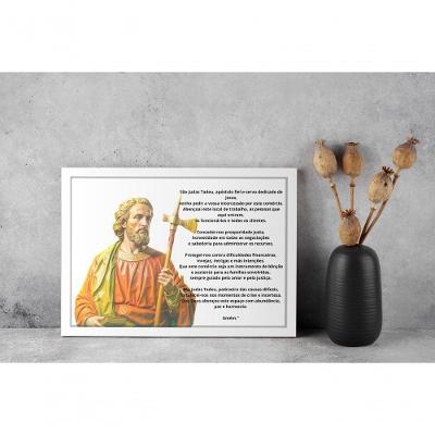 Quadro Religioso Oração de São Judas Tadeu ao Trabalho Retangular 30x40CM Preto