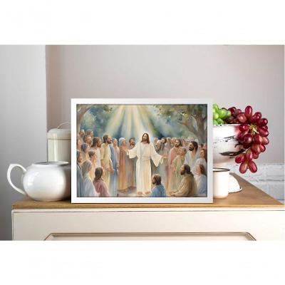 Quadro Religioso Luz e Esperança em Cristo Retangular 70x50CM Amadeirado