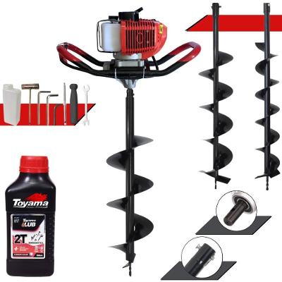 Perfurador de Solo GD520B à Gasolina 52CC 2,2HP com Brocas 80X10CM 80X20CM Vermelho Anmax