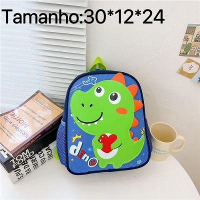Mochila Infantil Escolar OEM Dinossauro 050 com Tecido Respirável e Alças Ajustáveis Verde