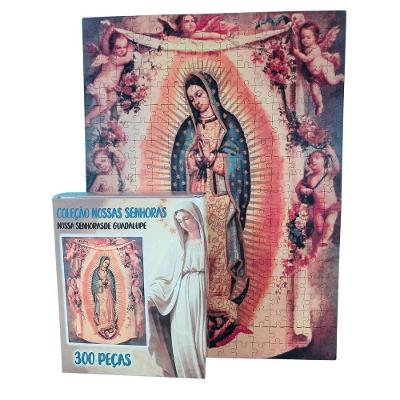 Quebra-cabeça Nossa Senhora de Guadalupe 300 Peças em MDF Marrom Coleção Tea e Amor