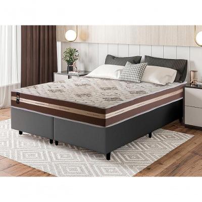 Cama Box Chicago Espuma Queen 158x198 Cinza King House