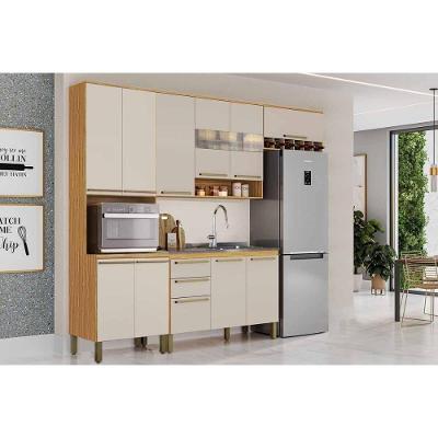 Módulo Cozinha Ronipa Nápoli Prime 4 Peças (2aéreos+1balcão+1paneleiro) C4p238 Amendoa-off White-ronipa