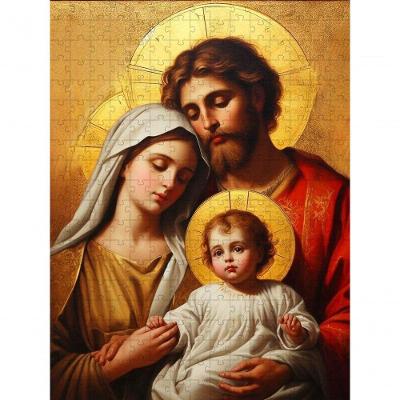 Quebra-cabeça Santa Sagrada Familia Inspiradora 300 Peças em MDF para Idosos Coleção Tea e Amor