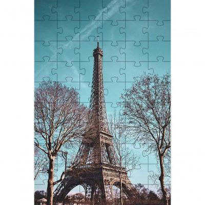 Quebra-cabeça Kit 2 Inclusivos Torre Eiffel 60 Peças Estimula Memória para Idosos Coleção Tea e Amor