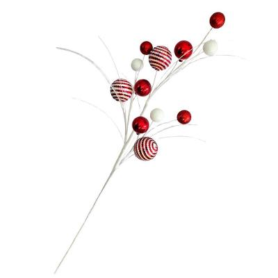 Galho Decorativo de Natal Bolas Coloridas 70cm com Mini Bolinhas Vermelho Tok da Casa