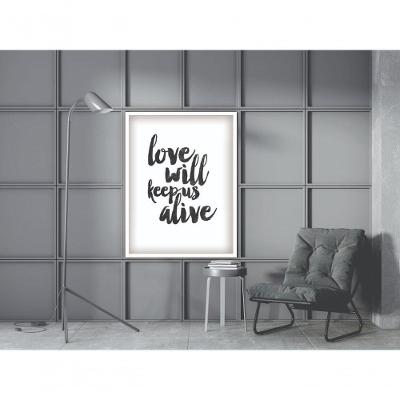 Quadro Decorativo Love Will Keep Us Alive Retangular 20x30CM Preto para Decoração