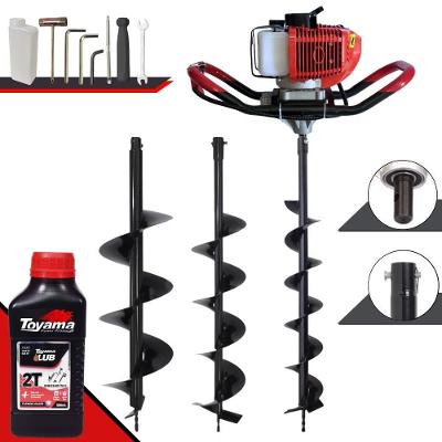 Perfurador de Solo GD520B à Gasolina 52CC 2,2HP com Brocas Vermelho Anmax