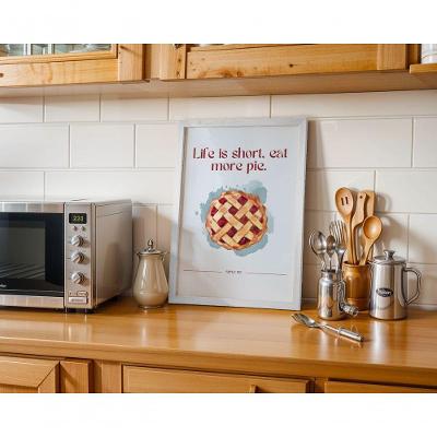 Quadro Decorativo Life Is Short, Eat More Pie Retangular 30x40CM Moldura Caixa Preta