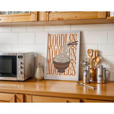 Quadro Decorativo Noodles Retangular 30 X 40 em Vinil com Ou sem Vidro Amadeirado