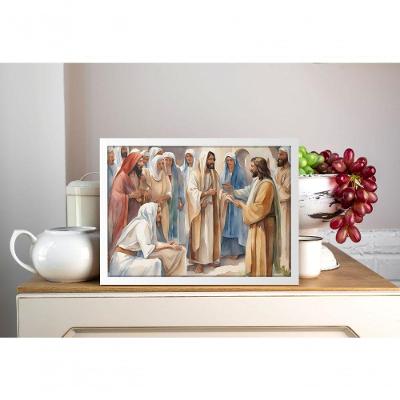 Quadro Religioso o Sermão da Esperança Retangular 70x50CM Amadeirado para Decoração
