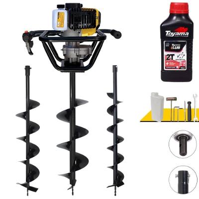 Perfurador de Solo PSL517 à Gasolina 51,7CC 1,8HP com Brocas 80X20CM e 80X15CM Amarelo Lynus