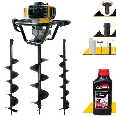 Perfurador de Solo PSL517 à Gasolina 51,7CC 1,8HP com Brocas 80x20CM e 80x15CM Amarelo Lynus