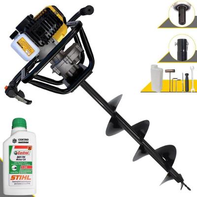 Perfurador de Solo PSL517 51,7CC 1,8HP com Broca 80x20CM e Óleo 2T 500ML Amarelo Lynus