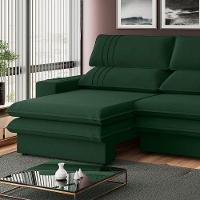 Sofá 2 Lugares Retrátil Noruega 270 Cm Veludo Pés Tabaco - D'rossi Cor Verde Militar - 3