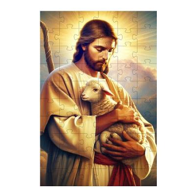 Quebra-cabeça Religioso Cognitivo Bom Pastor 35 Peças MDF com Chaveiro Coleção Tea e Amor