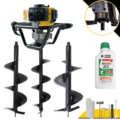 Perfurador de Solo PSL517 à Gasolina 51,7CC 1,8HP com Brocas 80X20CM e 80X25CM Amarelo Lynus
