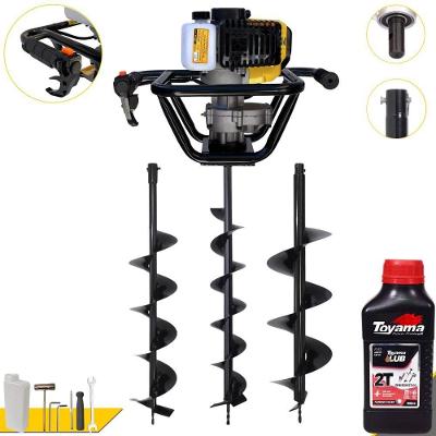 Perfurador de Solo PSL517 à Gasolina 51,7CC 1,8HP com Brocas 80X20CM e 80X15CM Amarelo Lynus