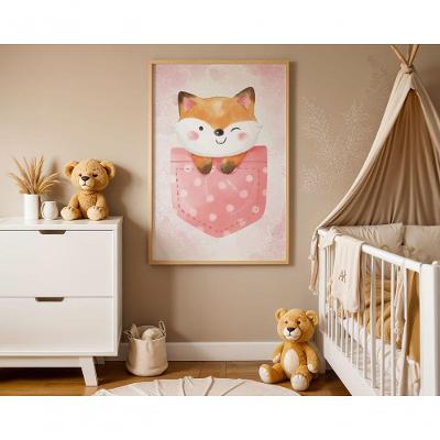 Quadro Infantil Decorativo Piscadinha Fofa Retangular 20X30 Branco para Decoração de Quarto